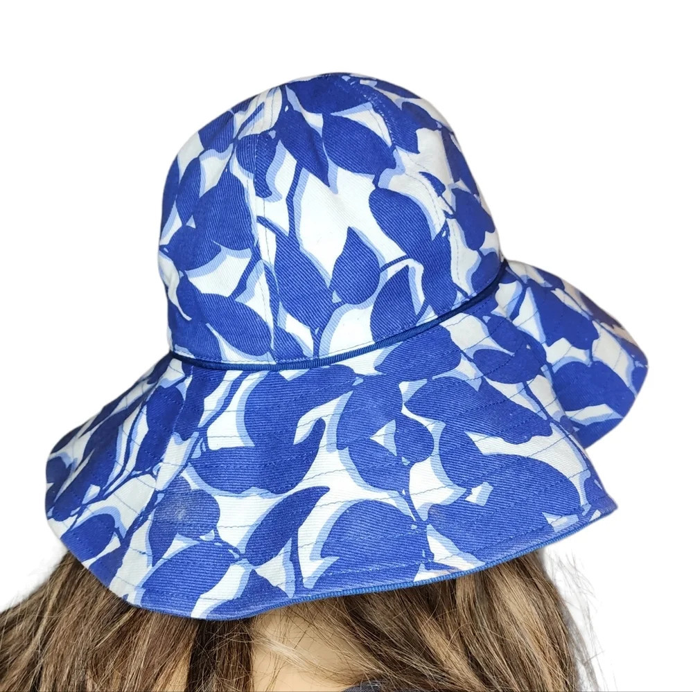 Kate Spade wide brim sun‎ hat blue white. - Picture 4 of 10